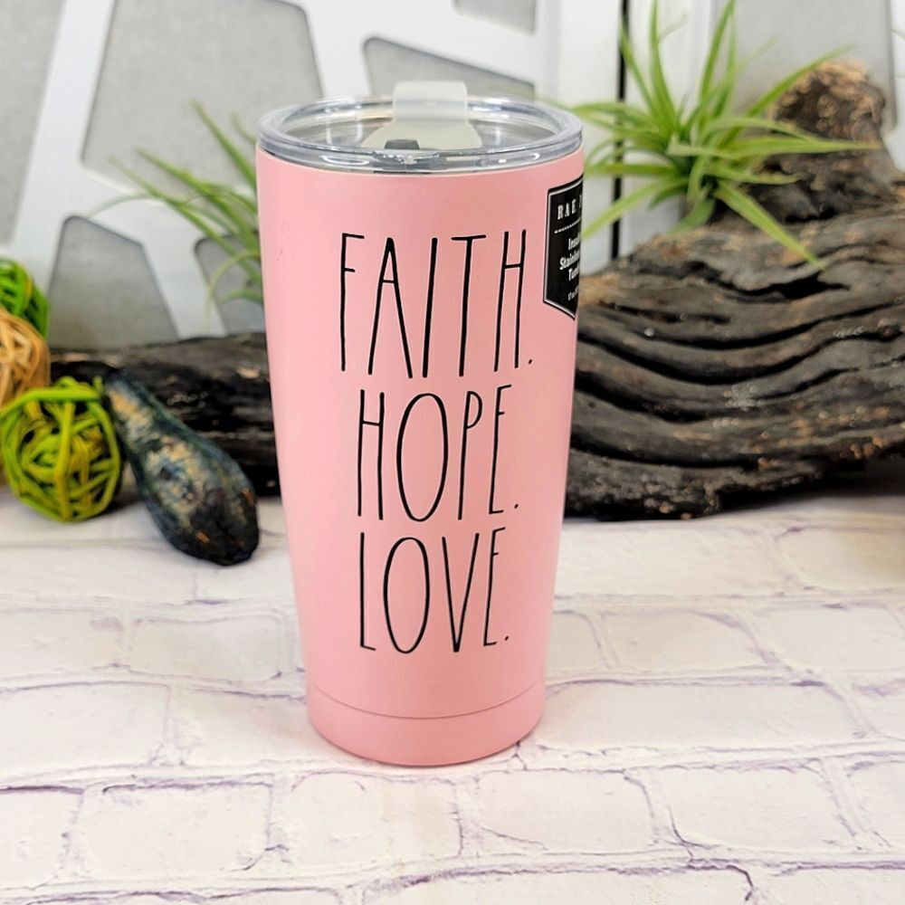 Rae Dunn FAITH HOPE LOVE Pink Insulated Stainless Steel Tumbler - 17oz.